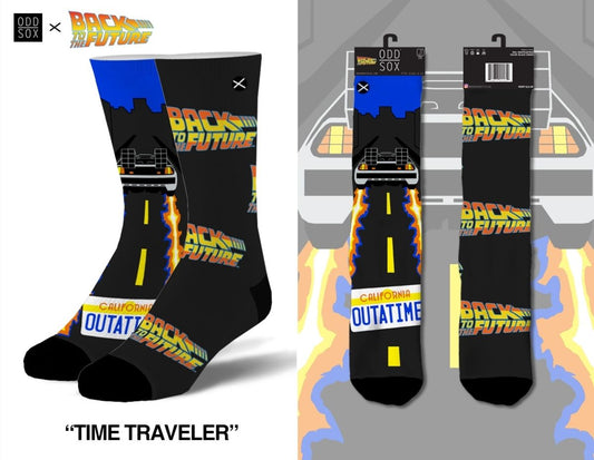 Back to the Future "Time Traveler" Men's Crew Straight Down Knit Mix-Match Socks (Size 8-12) - MEGA POP COMICS
