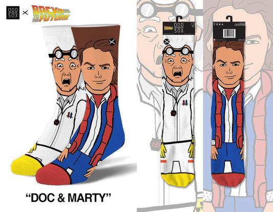Back to the Future "Doc & Marty" Men's 360 Knit Mix-Match Socks (Size 6-13) - MEGA POP COMICS