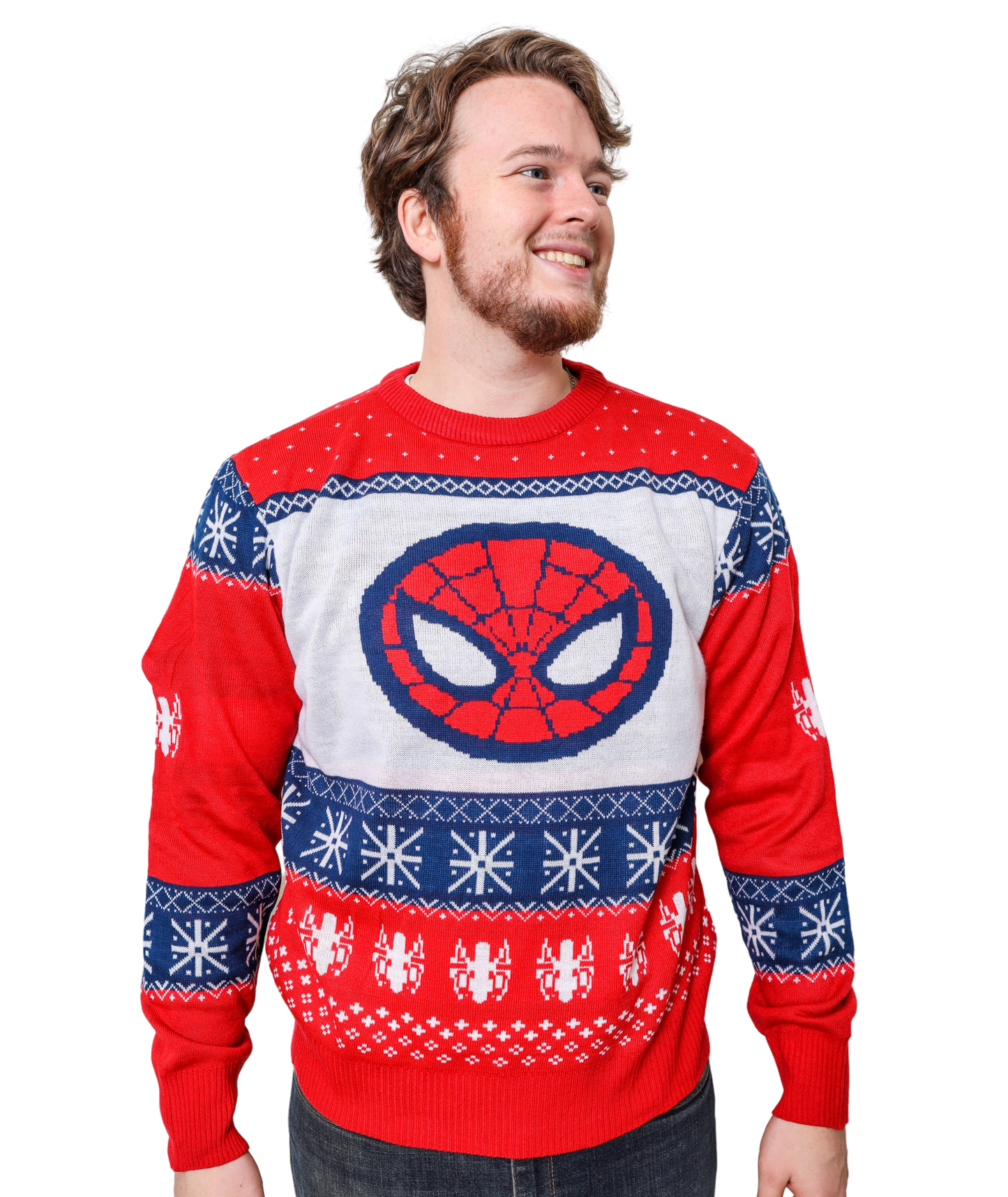 Marvel Spider-Man Symbol Offcially Licesned Adult Holiday Ugly Christmas Sweater - MEGA POP COMICS