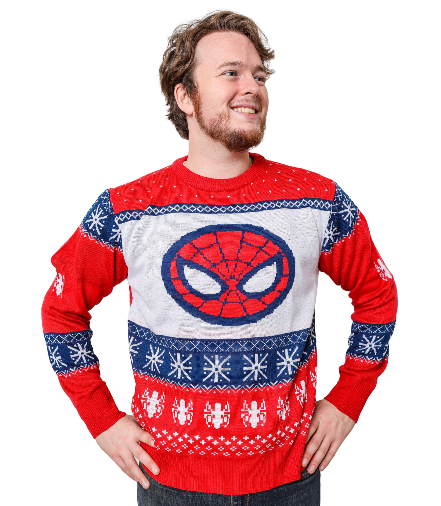 Marvel Spider-Man Symbol Offcially Licesned Adult Holiday Ugly Christmas Sweater - MEGA POP COMICS