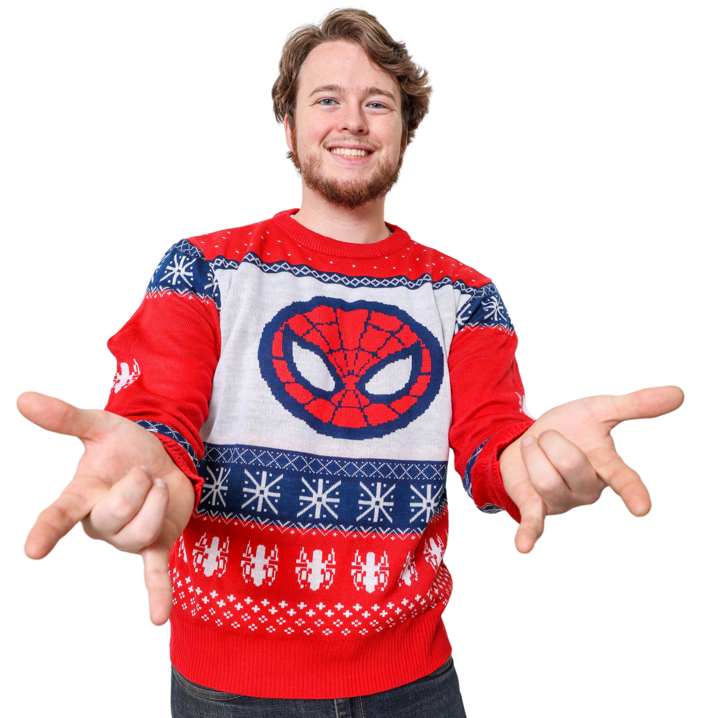 Marvel Spider-Man Symbol Offcially Licesned Adult Holiday Ugly Christmas Sweater - MEGA POP COMICS