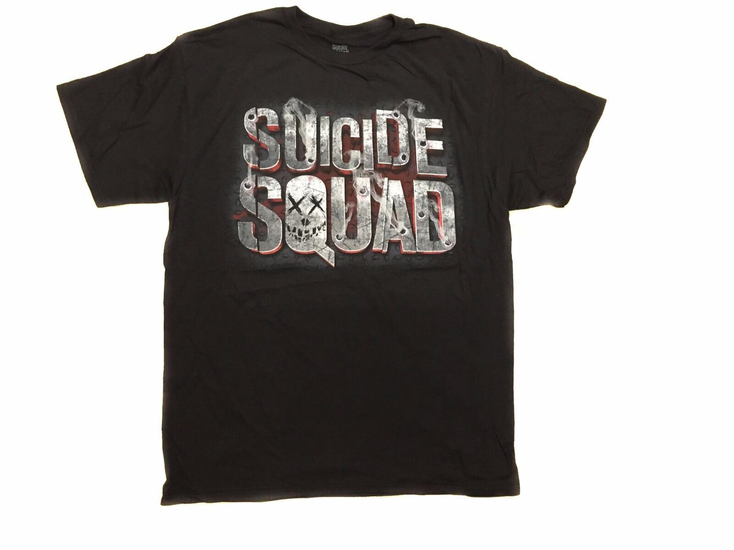 Suicide Squad Logo Smoke Holes DC Comics Adult T-Shirt - MEGA POP COMICS