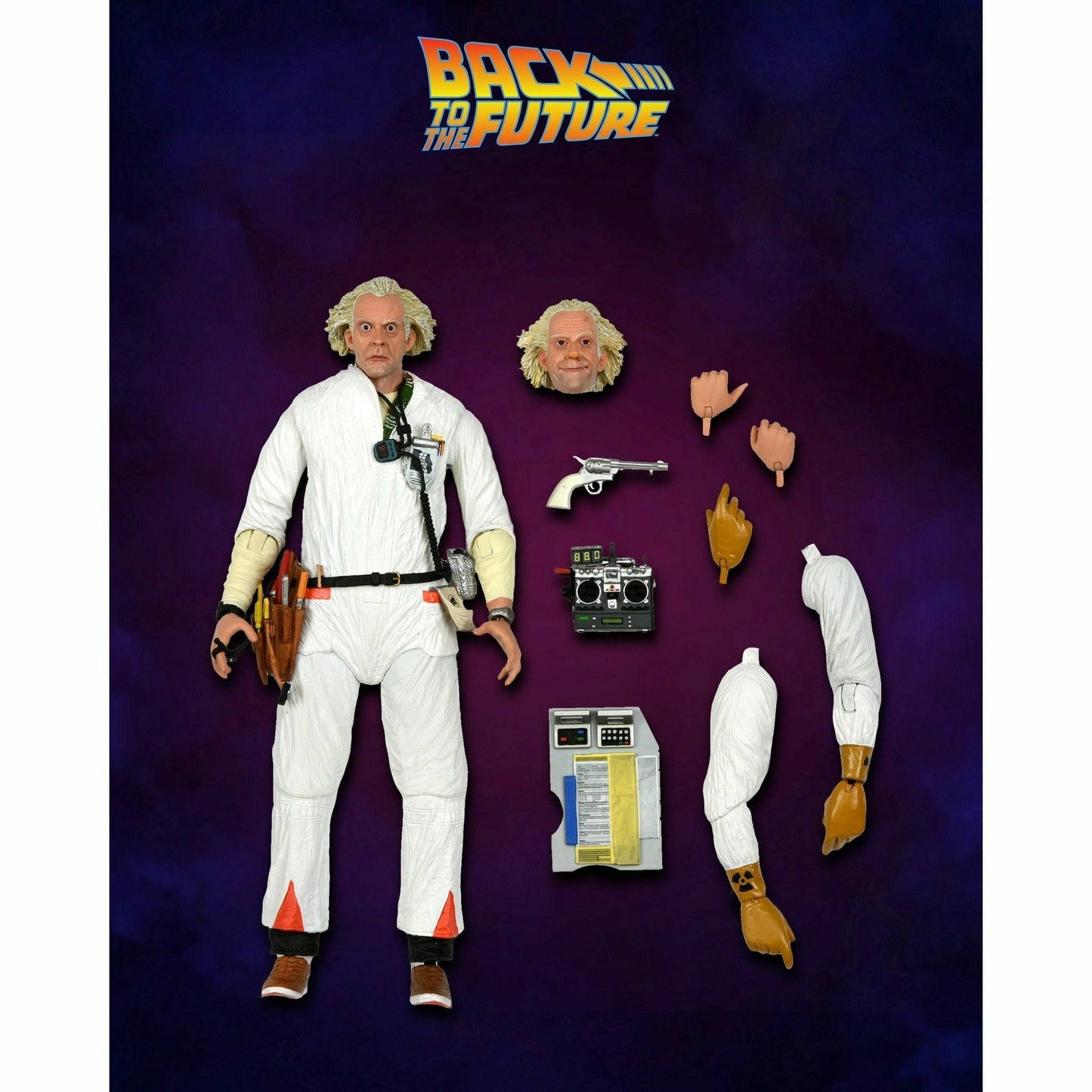 NECA Back to the Future 7" Scale Action Figure - Ultimate Doc Brown (1985 "Hazmat Suit") - MEGA POP COMICS