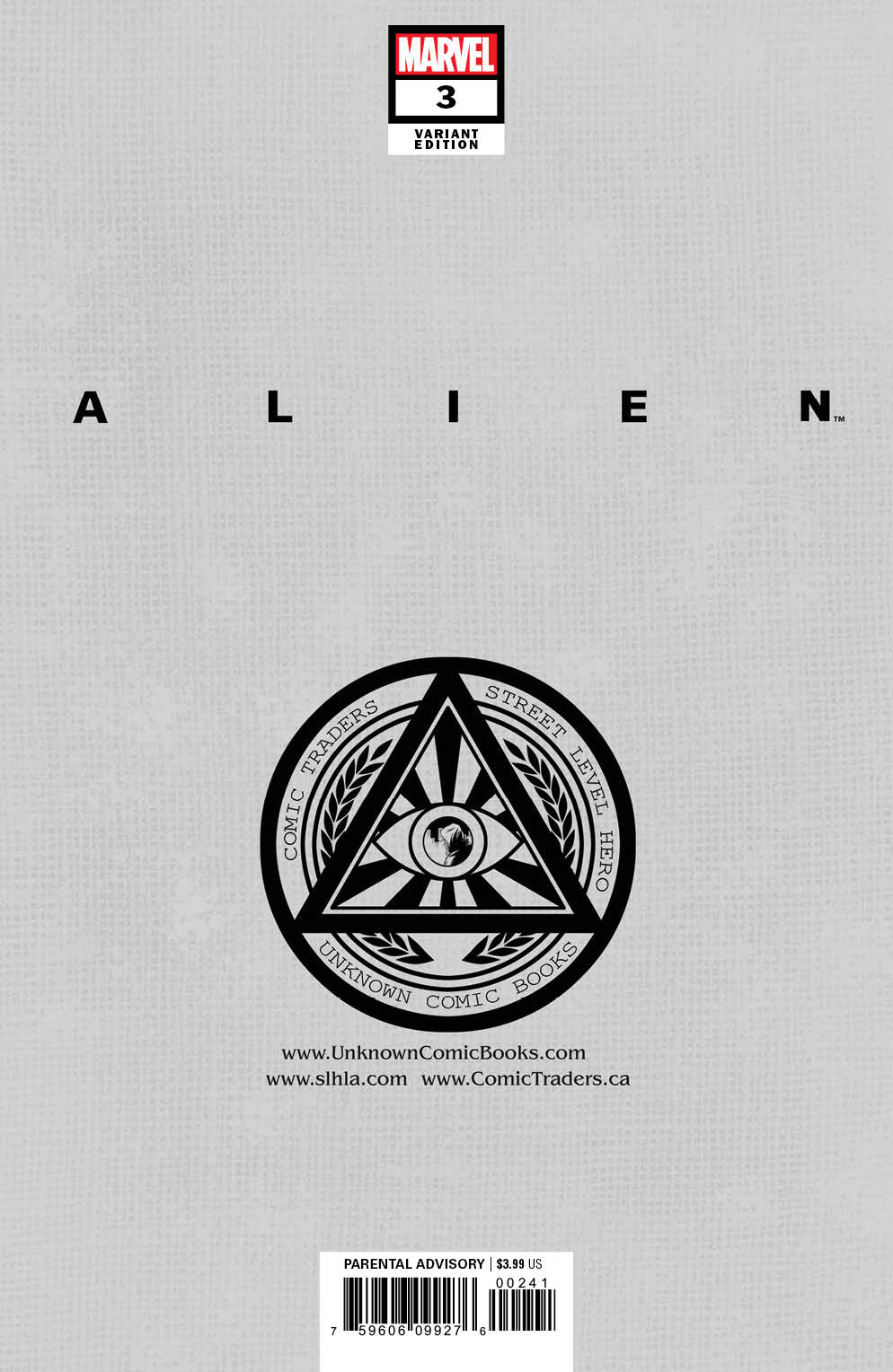 Alien #3 Unknown Comics Lucio Parrillo Exclusive Var (05/26/2021) - MEGA POP COMICS