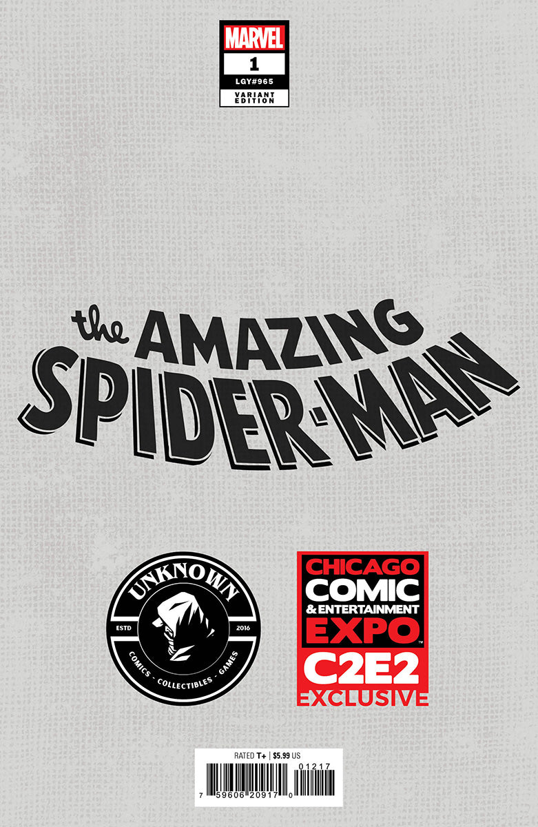Amazing Spider-Man #1 Unknown Comics Nathan Szerdy C2E2 2025 Exclusive Black & White Var (04/09/2025) - MEGA POP COMICS