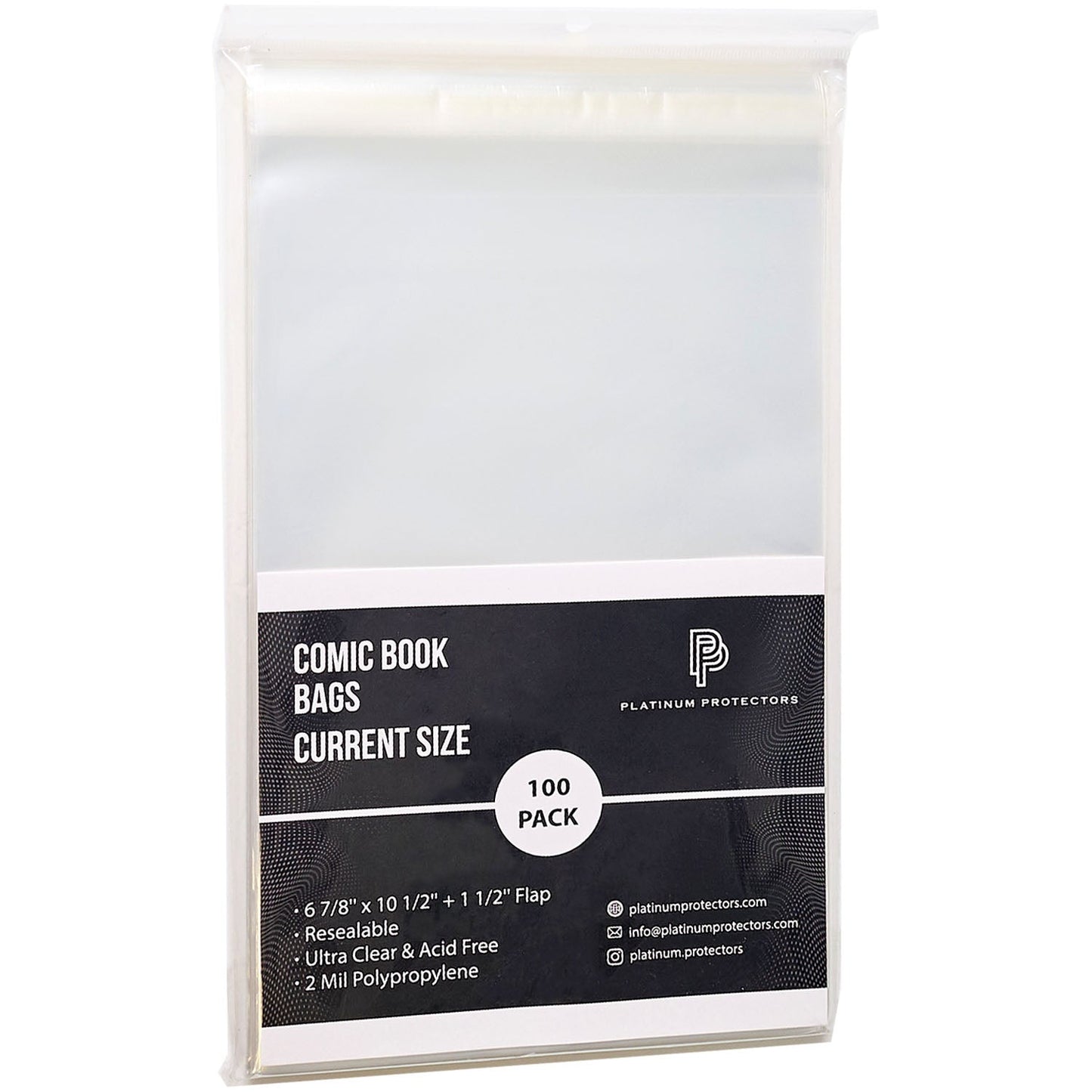 Platinum Protectors Comic Book Bags for Current/Modern with Resealable Strip - 100 Pack - MEGA POP COMICS