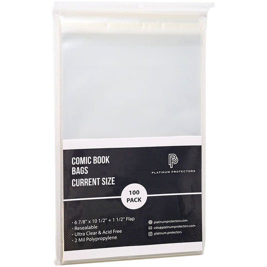 Platinum Protectors Comic Book Bags for Current/Modern with Resealable Strip - 100 Pack - MEGA POP COMICS