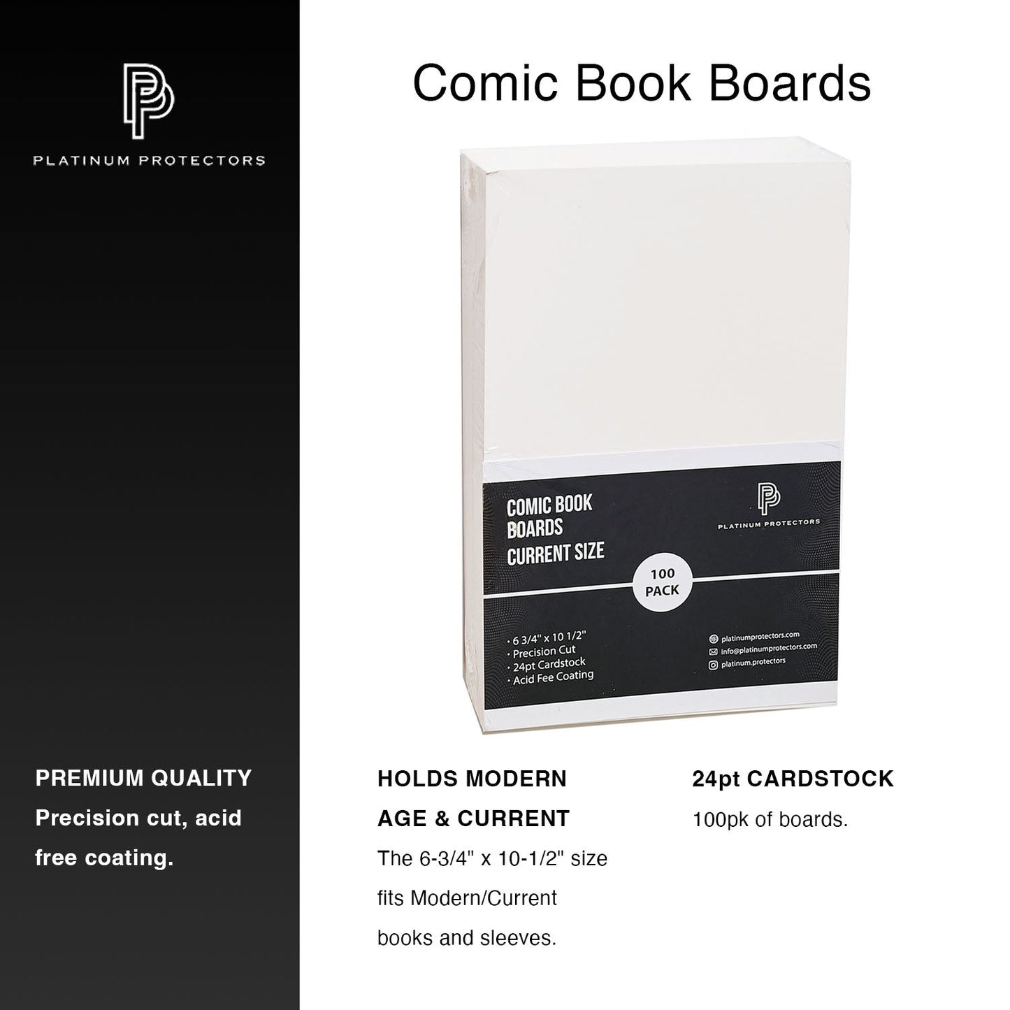Platinum Protectors Comic Book Boards for Silver Age, Current/Modern - 100 Pack - MEGA POP COMICS