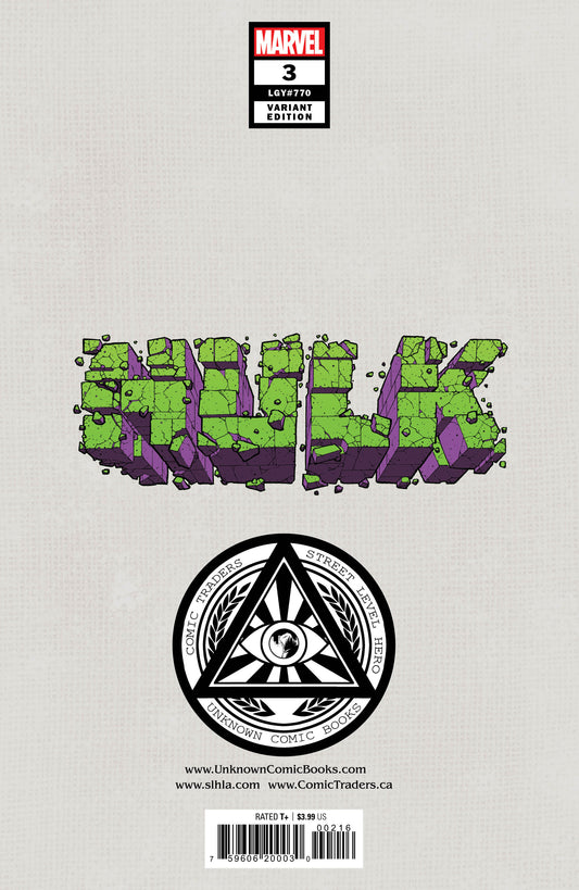 Hulk 3 Unknown Comics Alan Quah Exclusive Virgin Var (01/19/2022) - MEGA POP COMICS