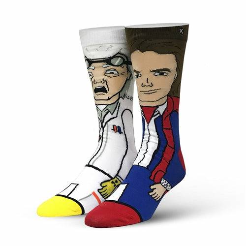 Back to the Future "Doc & Marty" Men's 360 Knit Mix-Match Socks (Size 6-13) - MEGA POP COMICS