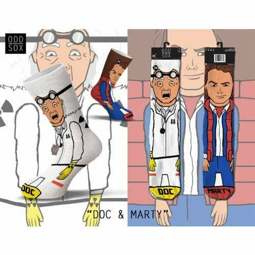 Back to the Future "Doc & Marty" Men's 360 Knit Mix-Match Socks (Size 6-13) - MEGA POP COMICS