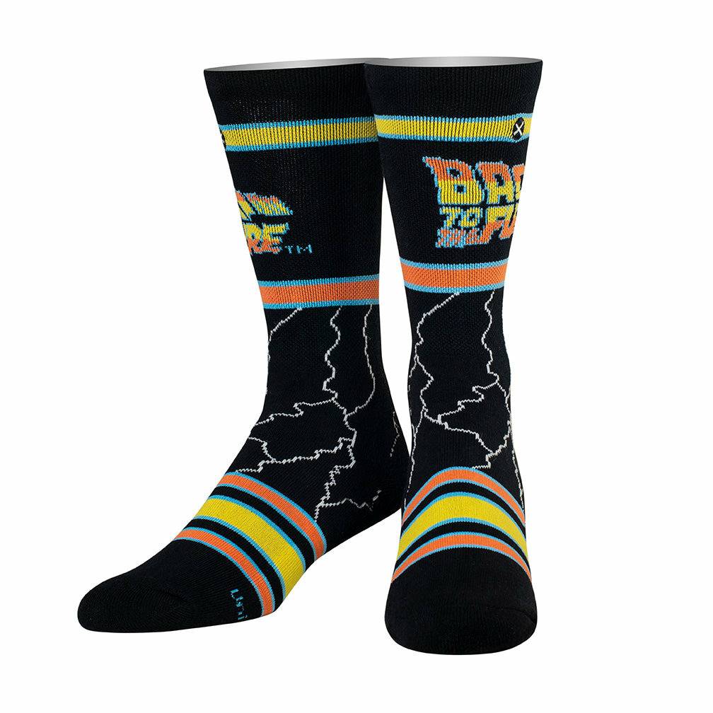 Back to the Future "Lightning" Men's Crew Straight Down Knit Socks (Size 8-12) - MEGA POP COMICS