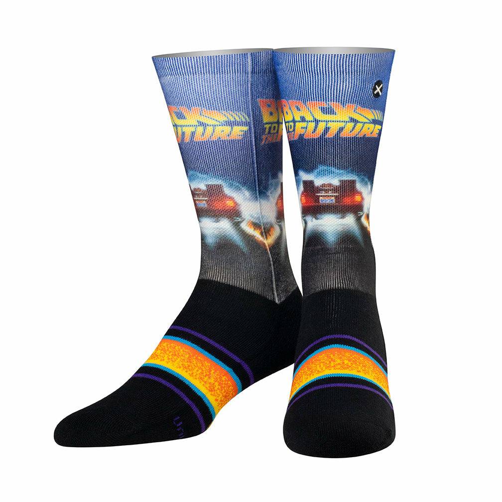 Back to the Future "Back in Time" Men's Crew Straight Down Sublimation Socks (Size 8-12) - MEGA POP COMICS