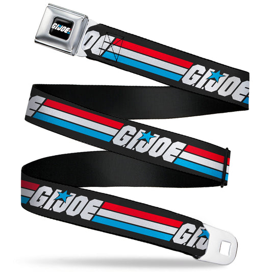 GI JOE Title Logo Stripe Full Color Black/Red/White/Blue Seatbelt Belt - GI JOE Title Logo Stripe Black/Red/White/Blue Webbing - MEGA POP COMICS