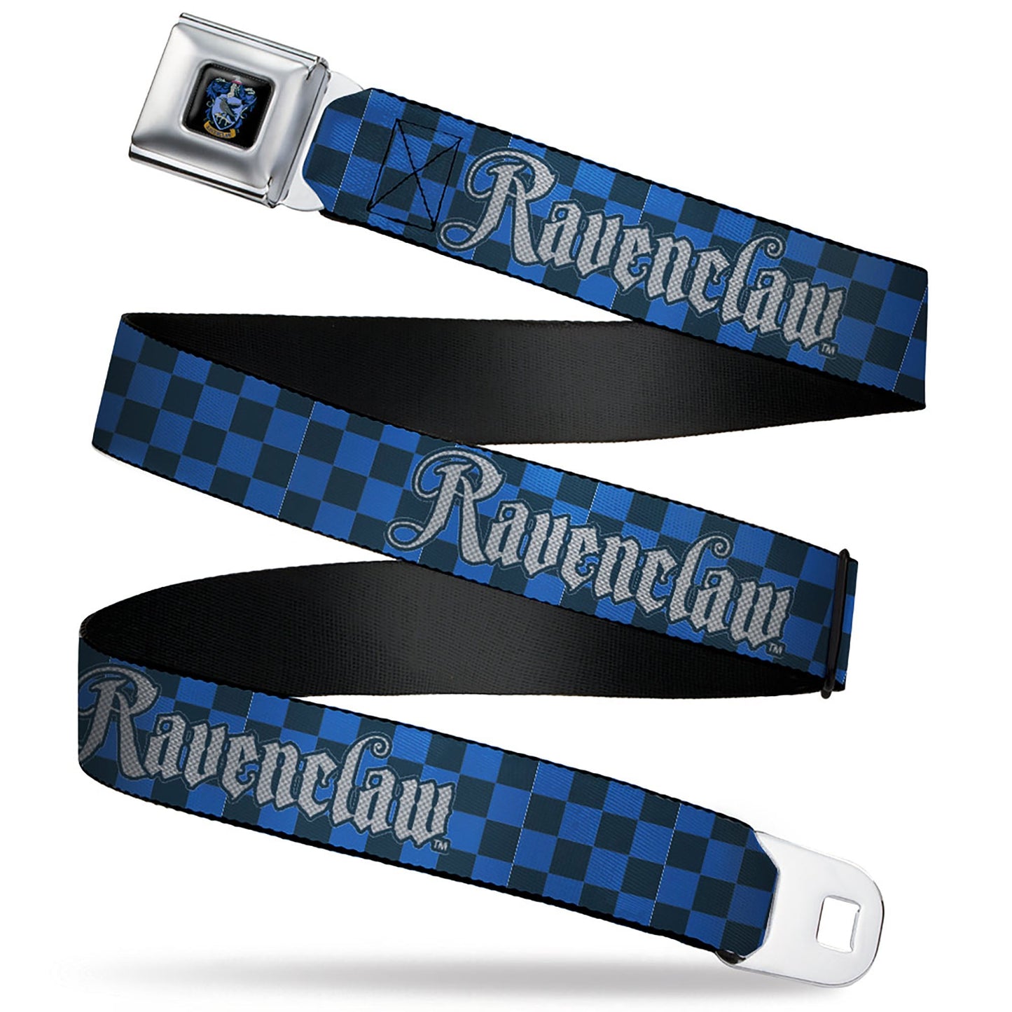 Ravenclaw Crest Full Color Seatbelt Belt - Harry Potter RAVENCLAW Checker Blues/Grays Webbing - MEGA POP COMICS