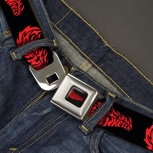 HOT WHEELS Flaming Logo Full Color Black/Red Seatbelt Belt - HOT WHEELS Flaming Logo Black/Red Webbing - MEGA POP COMICS