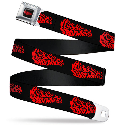 HOT WHEELS Flaming Logo Full Color Black/Red Seatbelt Belt - HOT WHEELS Flaming Logo Black/Red Webbing - MEGA POP COMICS