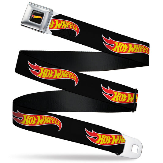 HOT WHEELS Classic Flame Logo Full Color Black/Red/Yellow Seatbelt Belt - HOT WHEELS Classic Flame Logo Black/Red/Yellow Webbing - MEGA POP COMICS