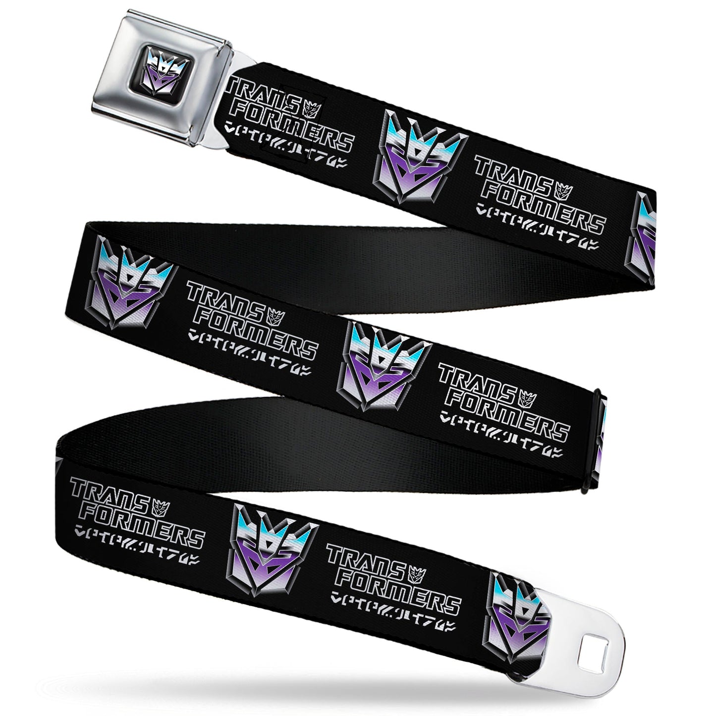 Transformers Decepticons Icon Full Color Black/Grays/Purples Seatbelt Belt - TRANSFORMERS Decepticons Cybertronian Icon Black/Grays/Purples Webbing - MEGA POP COMICS