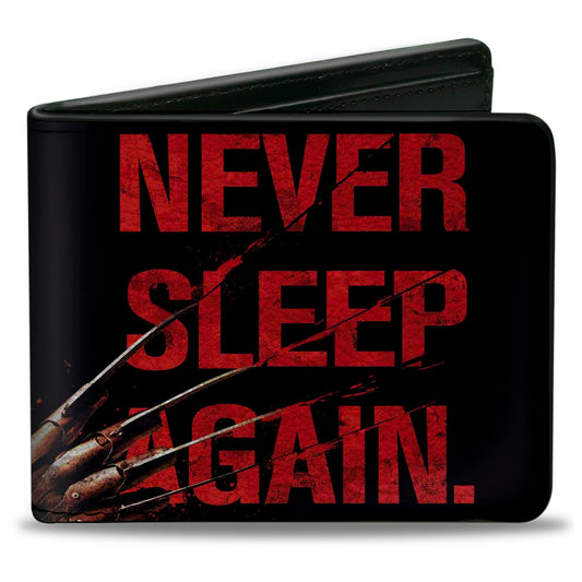 Bi-Fold Wallet - Freddy's Hand NEVER SLEEP AGAIN + A NIGHTMARE ON ELM STREET Black Red - MEGA POP COMICS