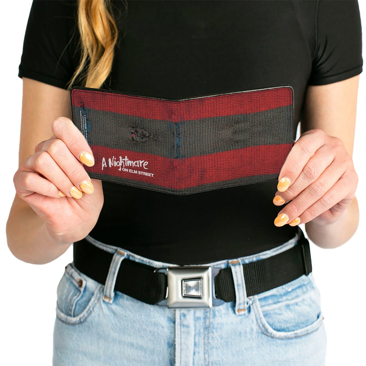 Bi-Fold Wallet - A NIGHTMARE ON ELM STREET Freddy's Sweater Stripes Red Black White - MEGA POP COMICS