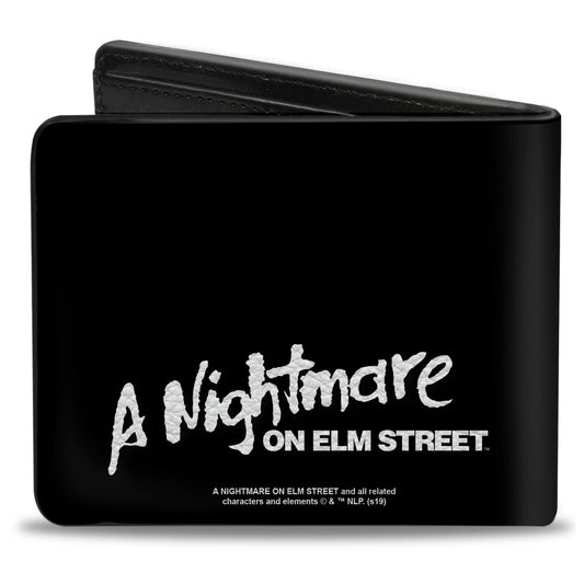 Bi-Fold Wallet - A Nightmare on Elm Street Freddy's Hand Scratching + Logo Black White Green Reds - MEGA POP COMICS