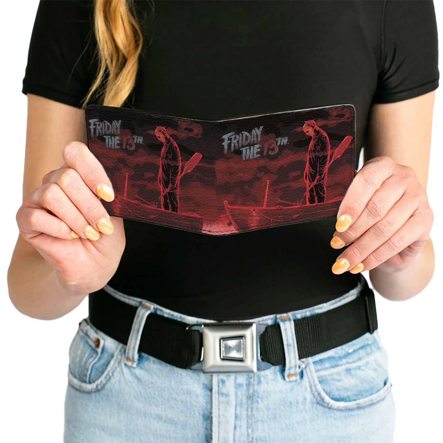 Bi-Fold Wallet - FRIDAY THE 13th Jason Boat Murder Black Reds White - MEGA POP COMICS