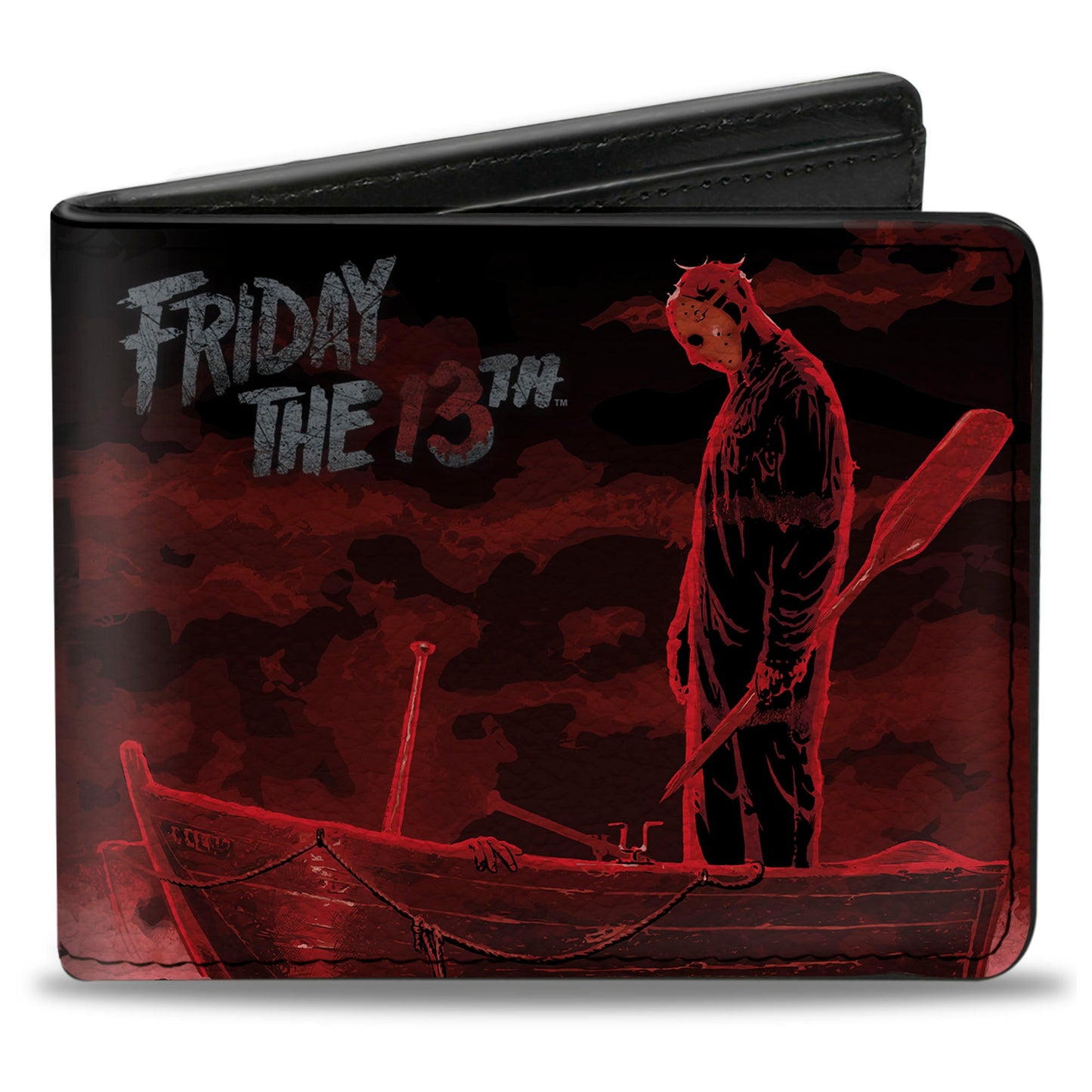 Bi-Fold Wallet - FRIDAY THE 13th Jason Boat Murder Black Reds White - MEGA POP COMICS