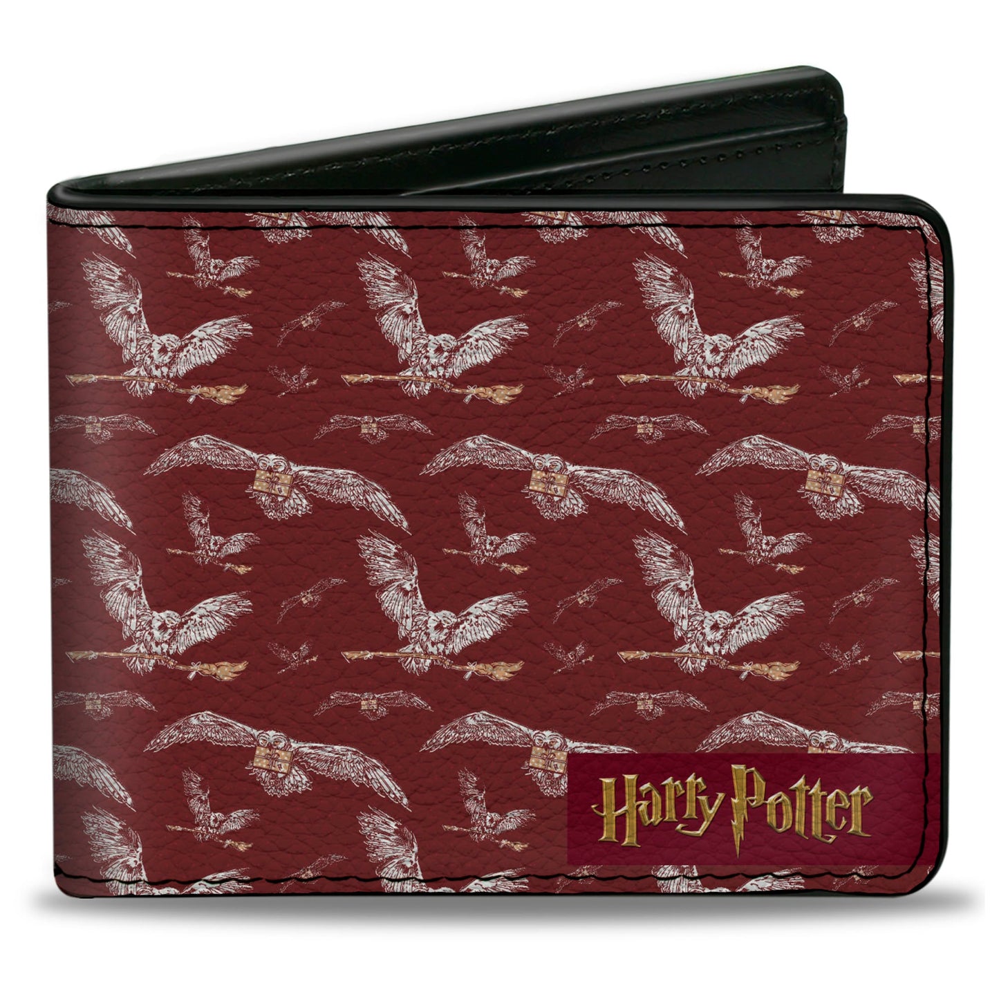 Bi-Fold Wallet - HARRY POTTER Hedwig Flying Poses Burgundy White Golds - MEGA POP COMICS