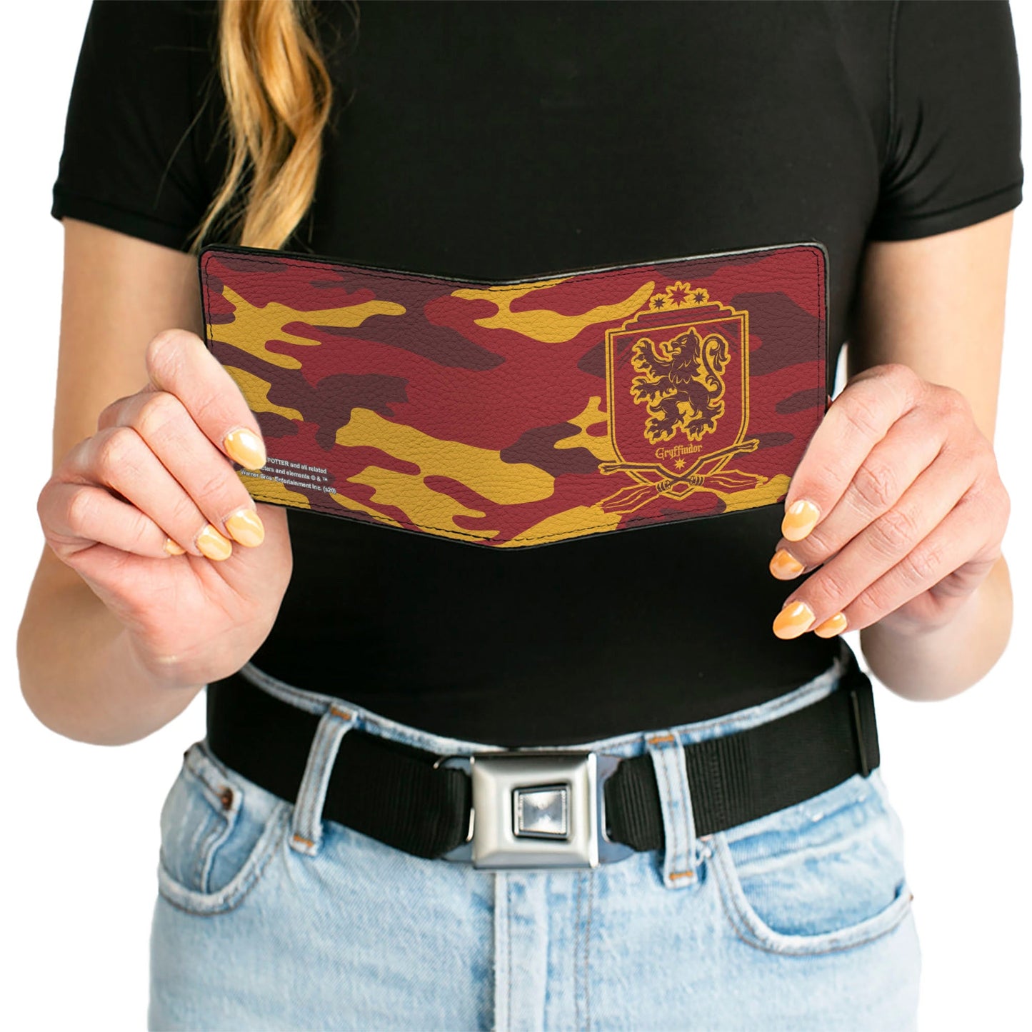 Bi-Fold Wallet - Harry Potter Gryffindor Crest Camo Gold Reds - MEGA POP COMICS
