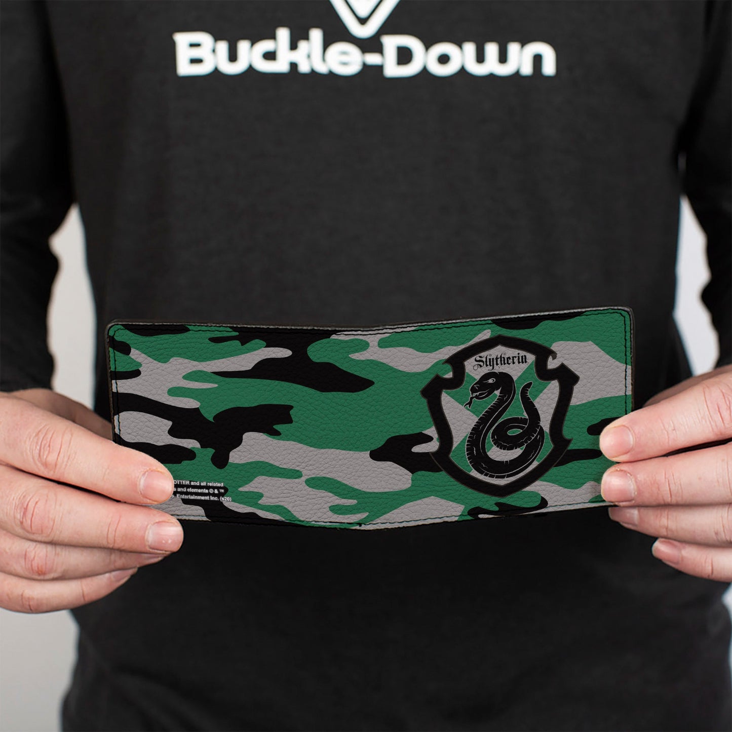 Bi-Fold Wallet - Harry Potter Slytherin Crest Camo Green Gray Black - MEGA POP COMICS