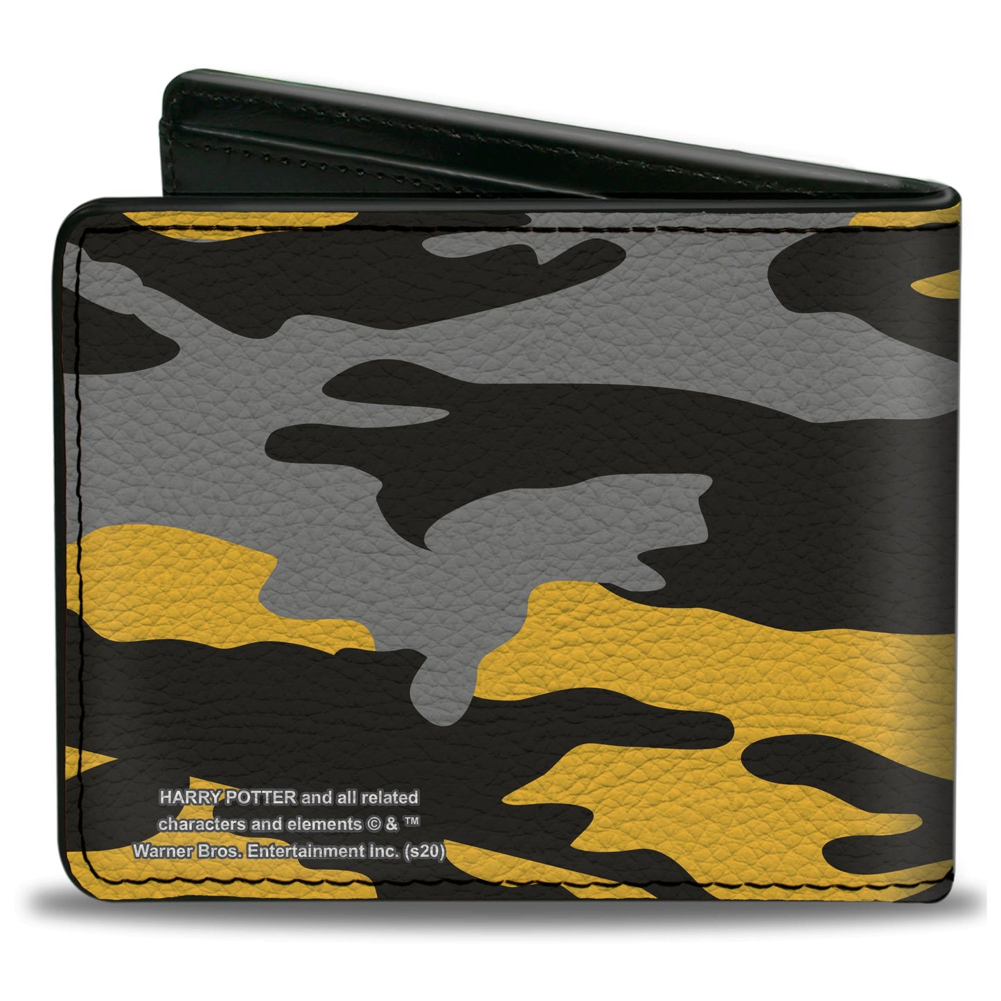 Bi-Fold Wallet - Harry Potter Hufflepuff Crest Camo Yellow Grays Black - MEGA POP COMICS