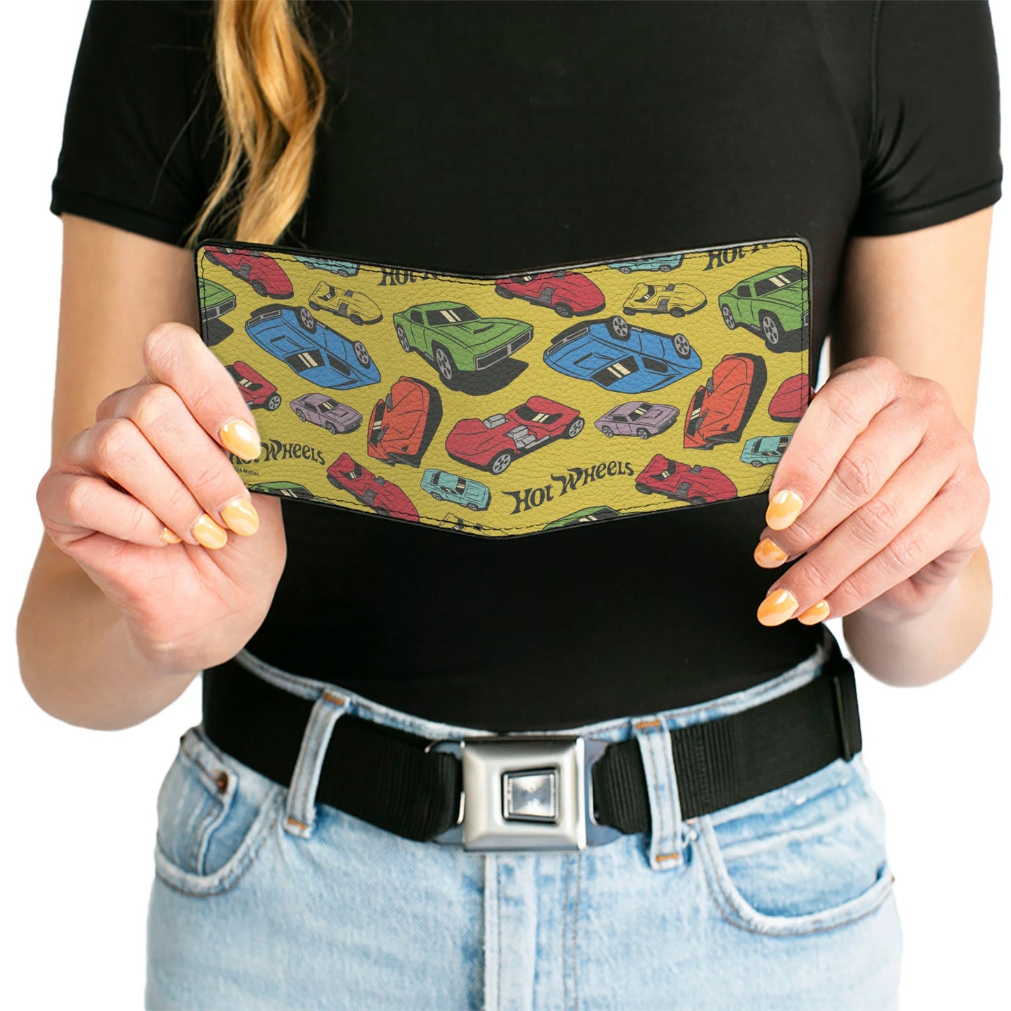 Bi-Fold Wallet - HOT WHEELS Cars Scattered Yellow/Multi Color - MEGA POP COMICS
