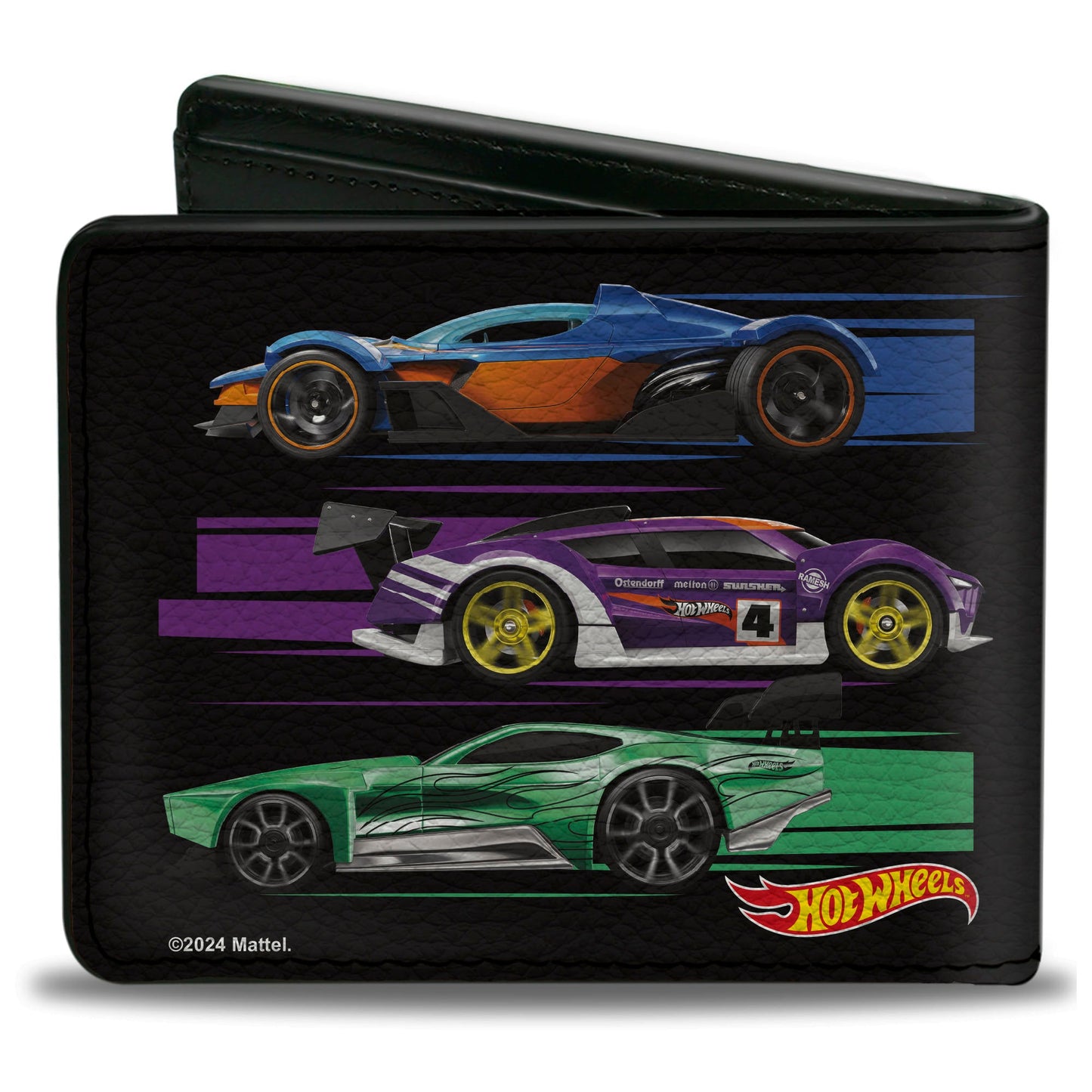 Bi-Fold Wallet - Hot Wheels Six Sportscar Profiles Black/Multi Color - MEGA POP COMICS