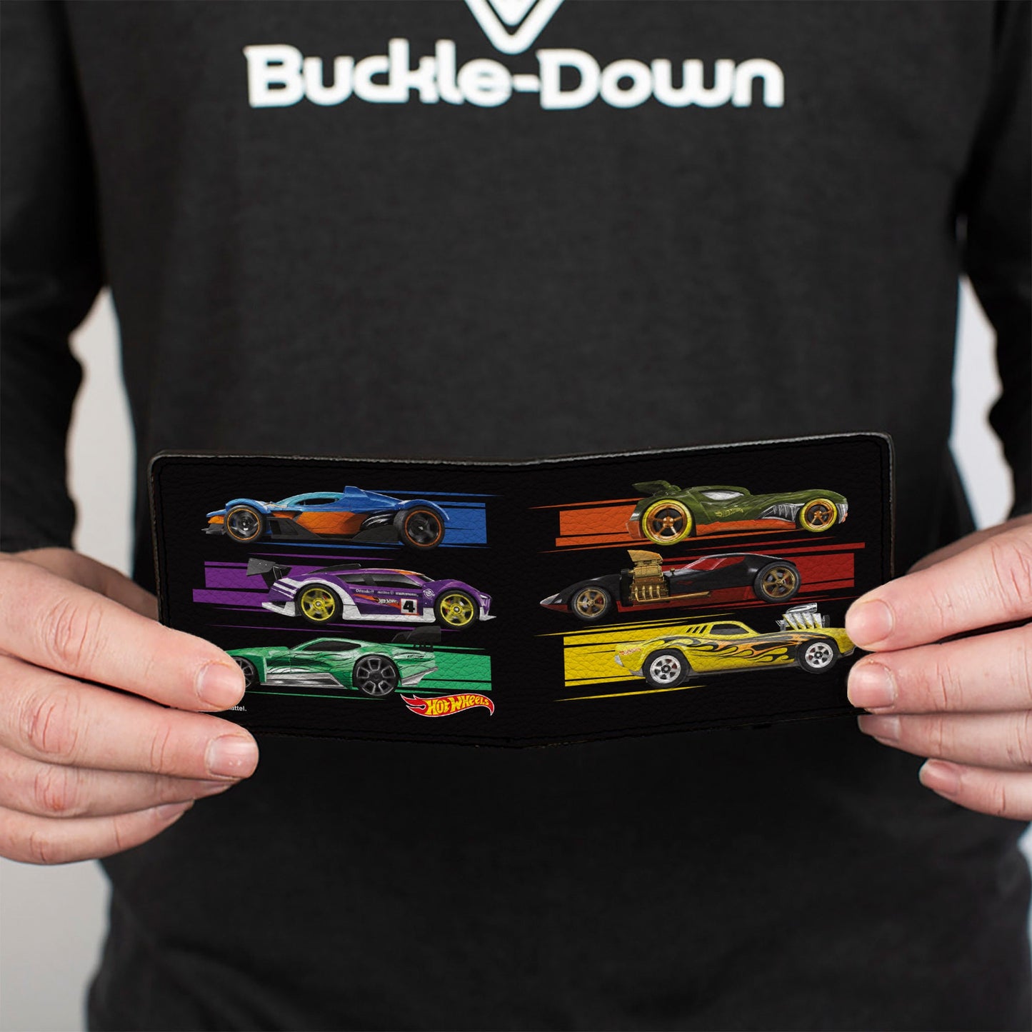 Bi-Fold Wallet - Hot Wheels Six Sportscar Profiles Black/Multi Color - MEGA POP COMICS