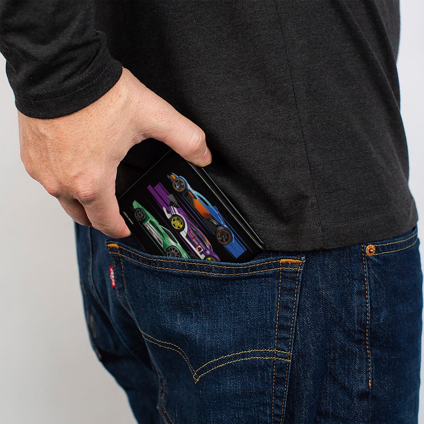 Bi-Fold Wallet - Hot Wheels Six Sportscar Profiles Black/Multi Color - MEGA POP COMICS