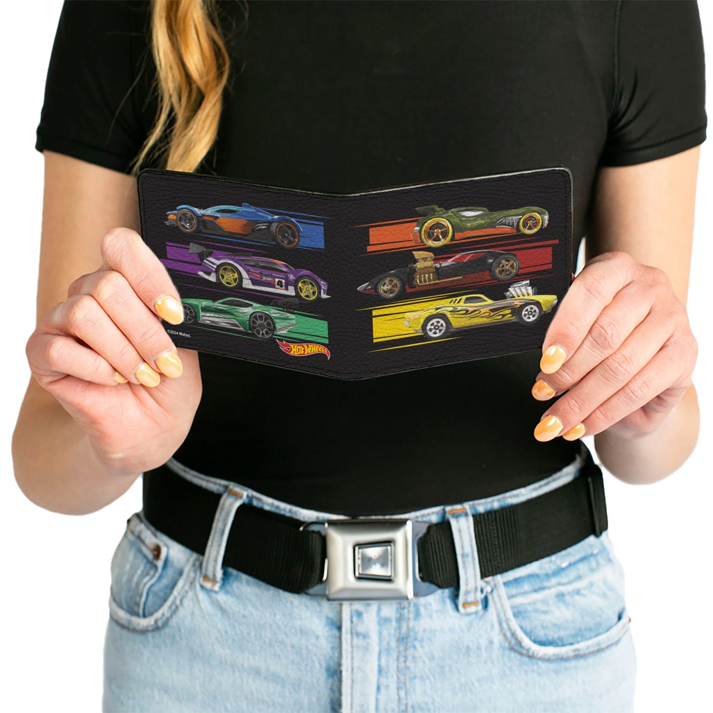Bi-Fold Wallet - Hot Wheels Six Sportscar Profiles Black/Multi Color - MEGA POP COMICS