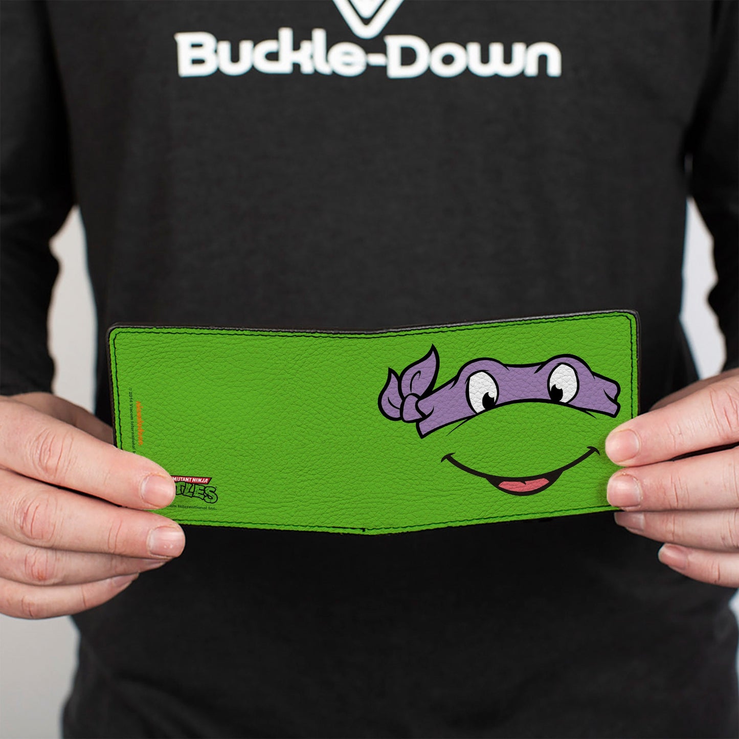 Bi-Fold Wallet - Classic TMNT Donatello Face CLOSE-UP Green Purple - MEGA POP COMICS