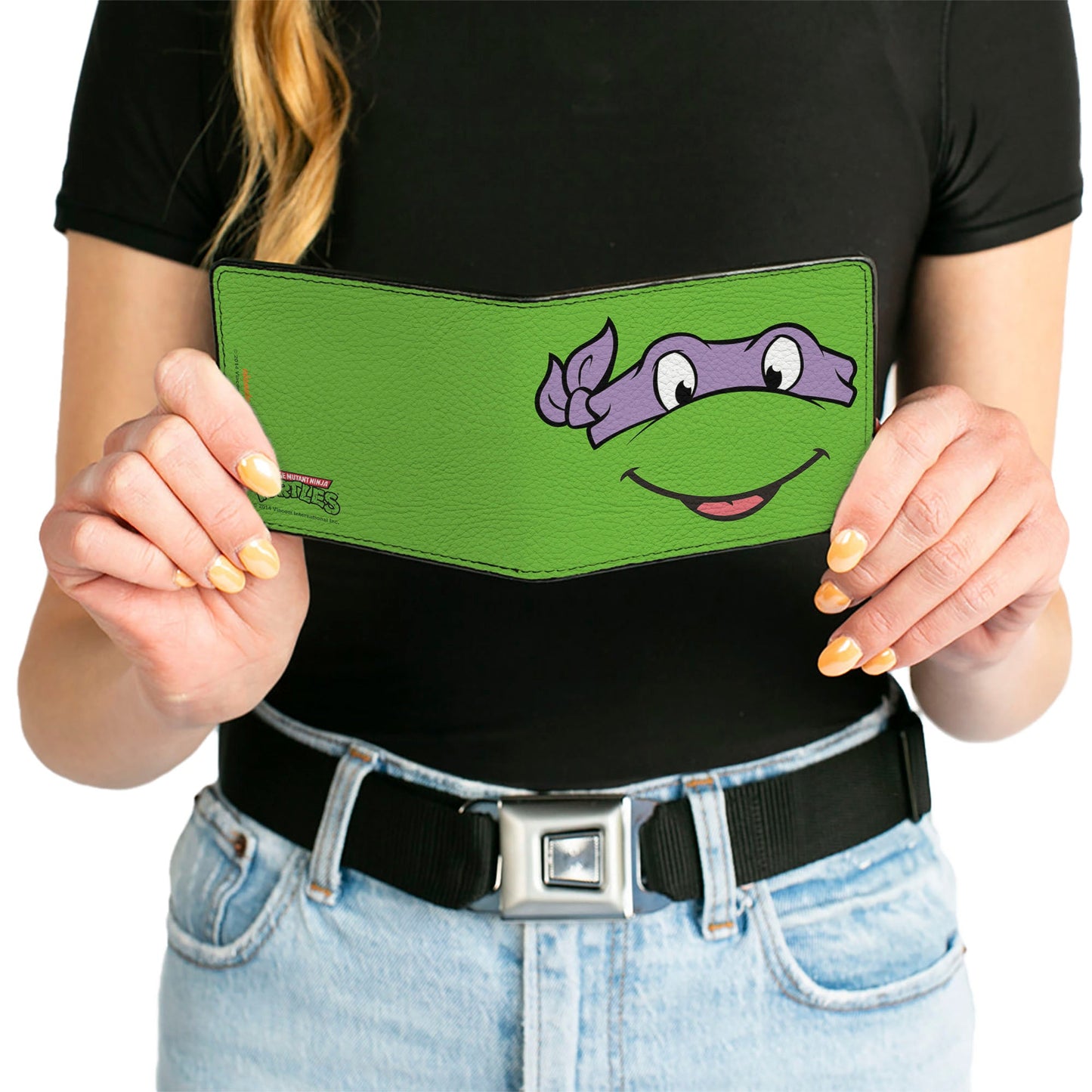 Bi-Fold Wallet - Classic TMNT Donatello Face CLOSE-UP Green Purple - MEGA POP COMICS