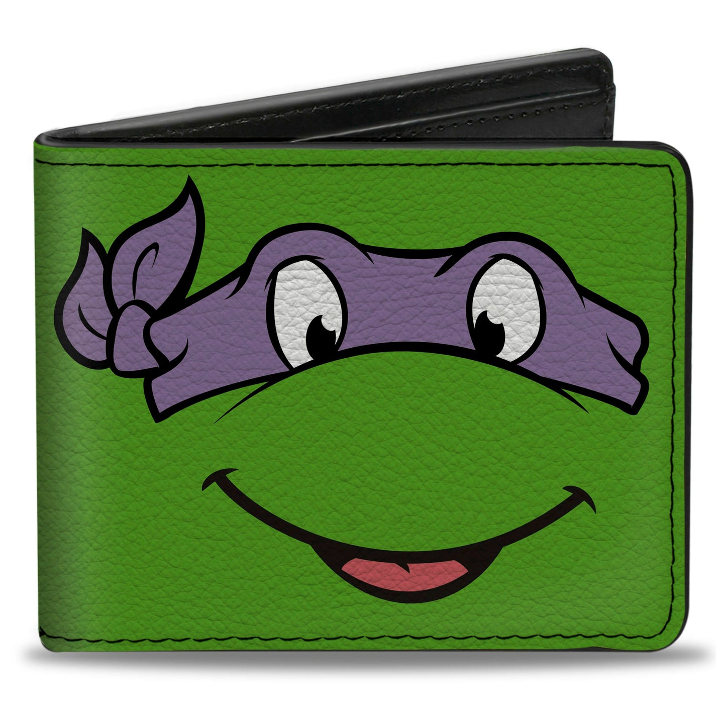 Bi-Fold Wallet - Classic TMNT Donatello Face CLOSE-UP Green Purple - MEGA POP COMICS