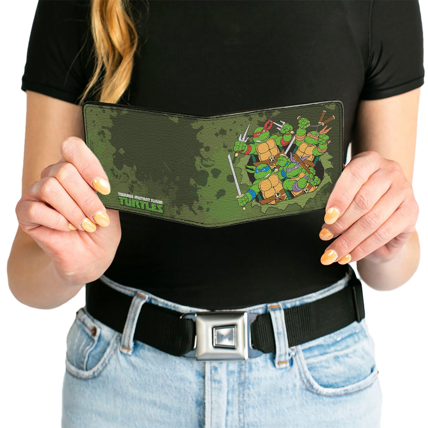 Bi-Fold Wallet - Classic TMNT Turtles Battle Pose9 + TEENAGE MUTANT NINJA TURTLES Logo Splatter Greens - MEGA POP COMICS
