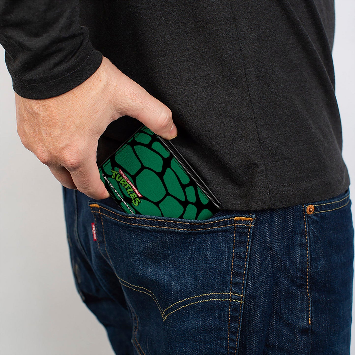 Bi-Fold Wallet - Classic TMNT Turtle Faces Black Green Turtle Shell - MEGA POP COMICS