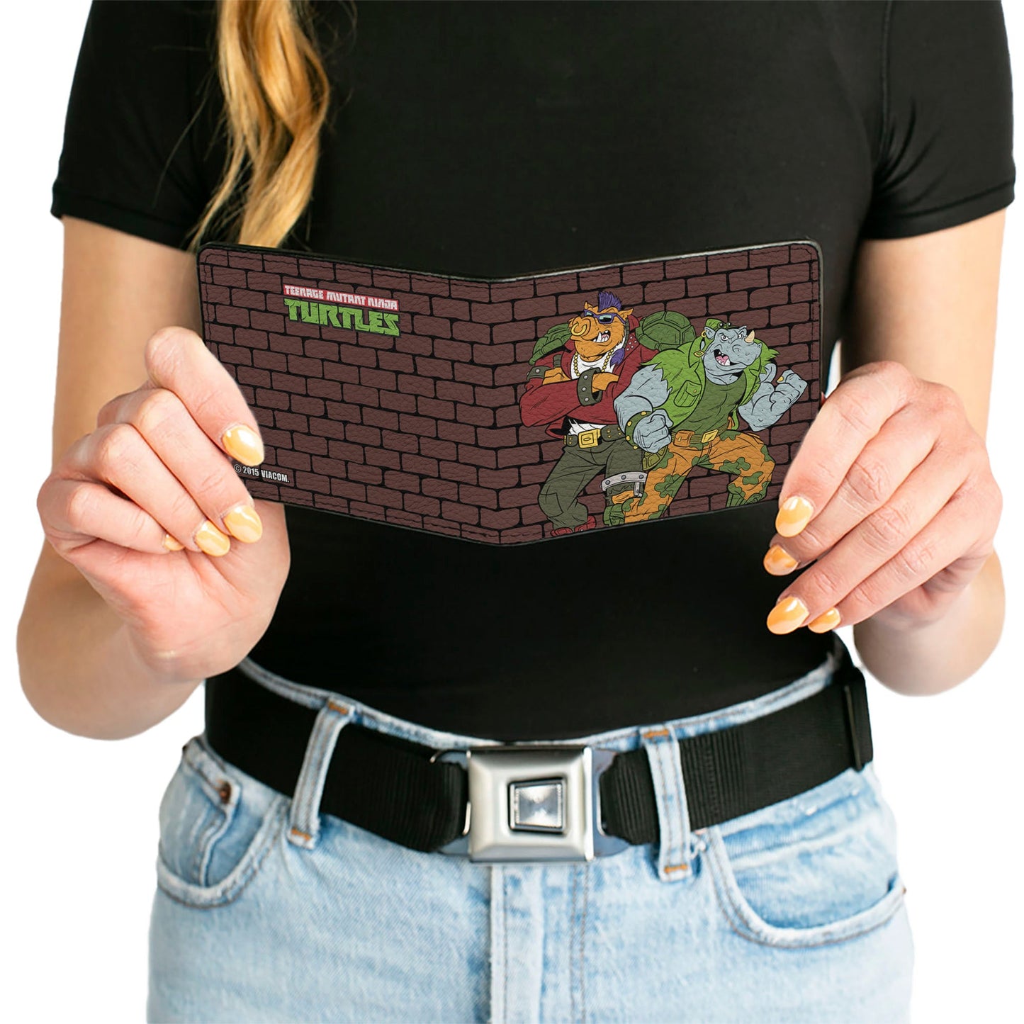 Bi-Fold Wallet - Rocksteady & Bebop Pose + TMNT Logo Bricks - MEGA POP COMICS