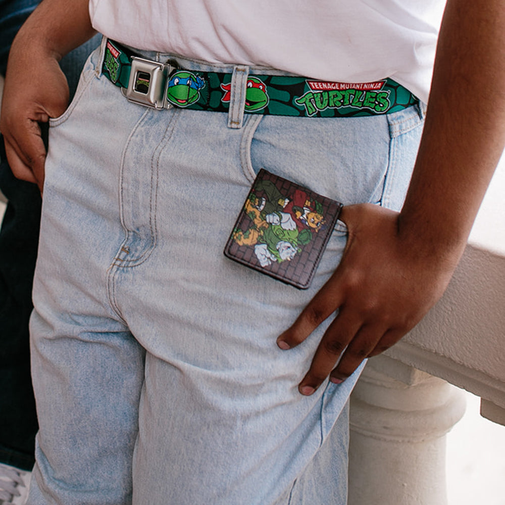 Bi-Fold Wallet - Rocksteady & Bebop Pose + TMNT Logo Bricks - MEGA POP COMICS
