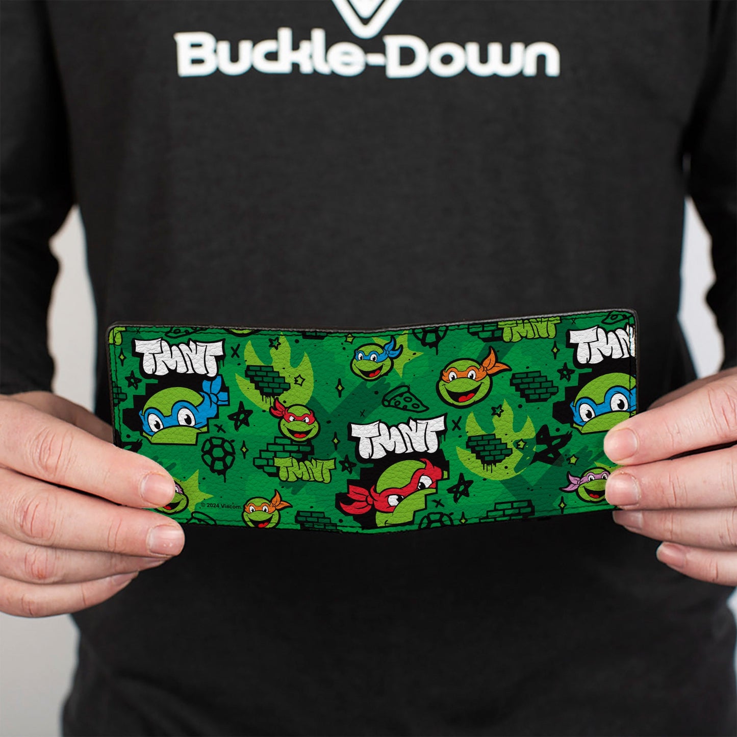 Bi-Fold Wallet - Teenage Mutant Ninja Turtles TMNT Faces Brick Wall Greens - MEGA POP COMICS