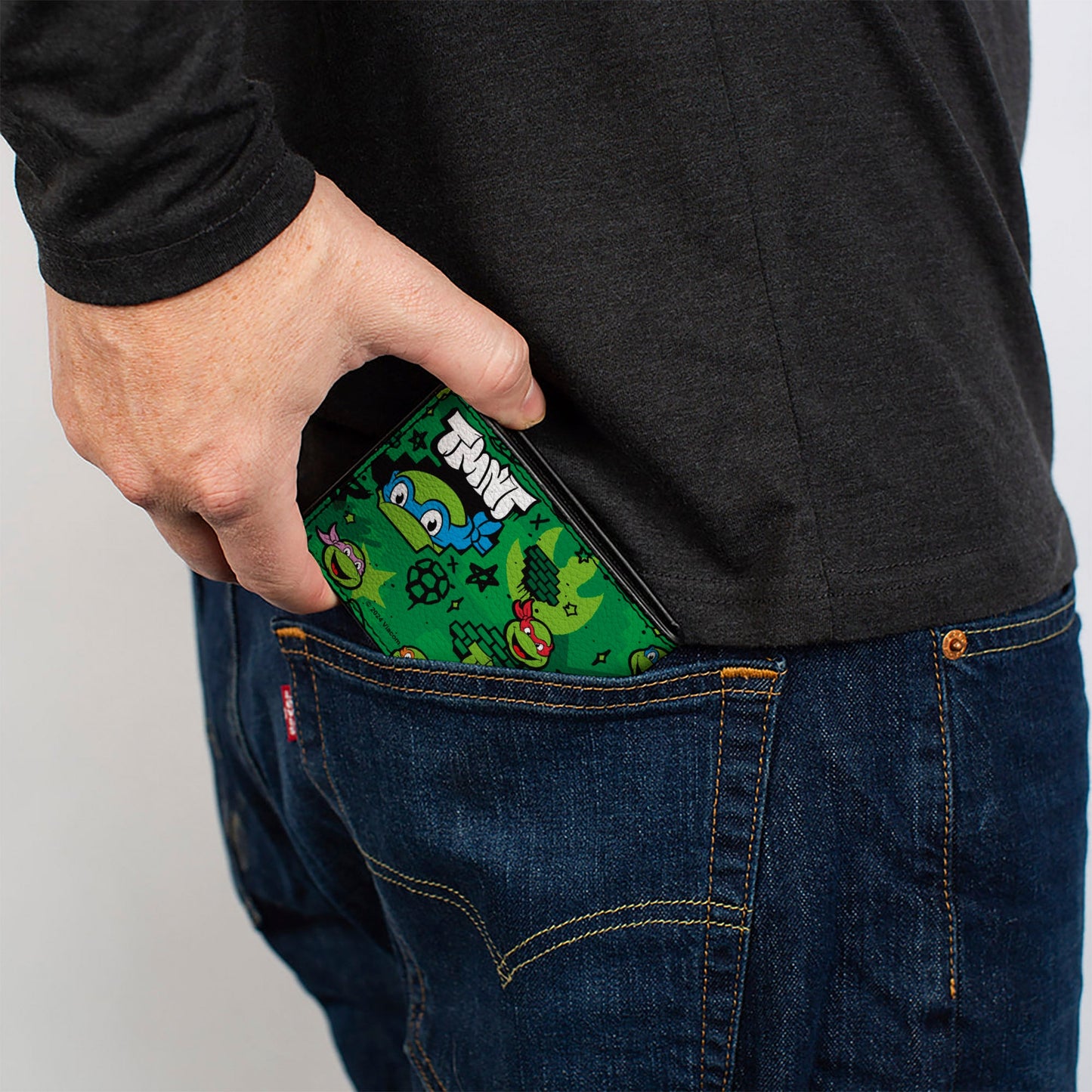 Bi-Fold Wallet - Teenage Mutant Ninja Turtles TMNT Faces Brick Wall Greens - MEGA POP COMICS