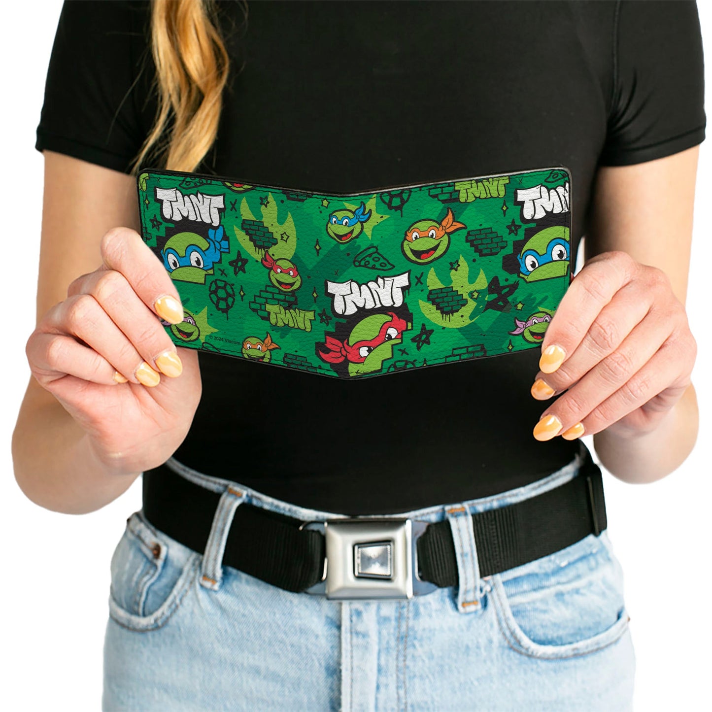 Bi-Fold Wallet - Teenage Mutant Ninja Turtles TMNT Faces Brick Wall Greens - MEGA POP COMICS