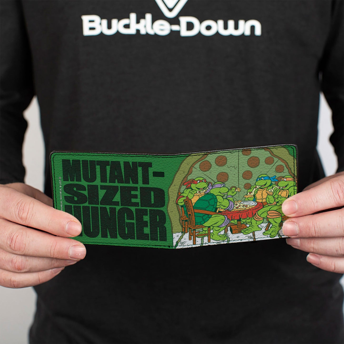 Bi-Fold Wallet - Classic TMNT Ninja Turtles Pizza Party + MUTANT SIZED HUNGER Green Black - MEGA POP COMICS