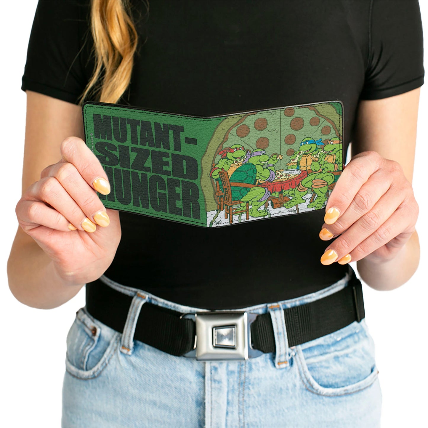 Bi-Fold Wallet - Classic TMNT Ninja Turtles Pizza Party + MUTANT SIZED HUNGER Green Black - MEGA POP COMICS