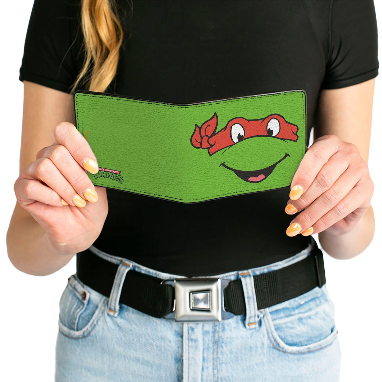 Bi-Fold Wallet - Classic TMNT Raphael Face CLOSE-UP Green Red - MEGA POP COMICS